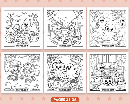 Creepy Friends Halloween bold and easy coloring pages, sample sheet 6