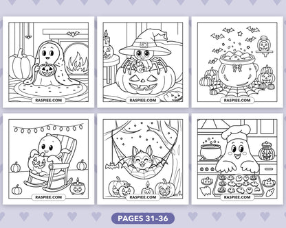 Spooky Besties Halloween bold and easy coloring pages, sample sheet 6