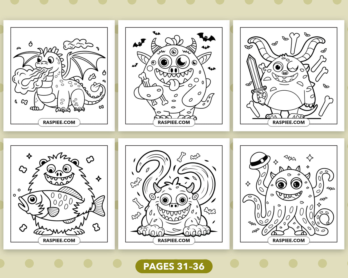 Creepy Monster bold and easy coloring pages, sample sheet 6