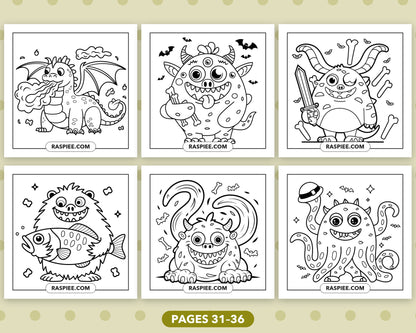 Creepy Monster bold and easy coloring pages, sample sheet 6