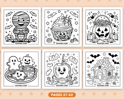 Cute Halloween bold and easy coloring pages, pages 37-42