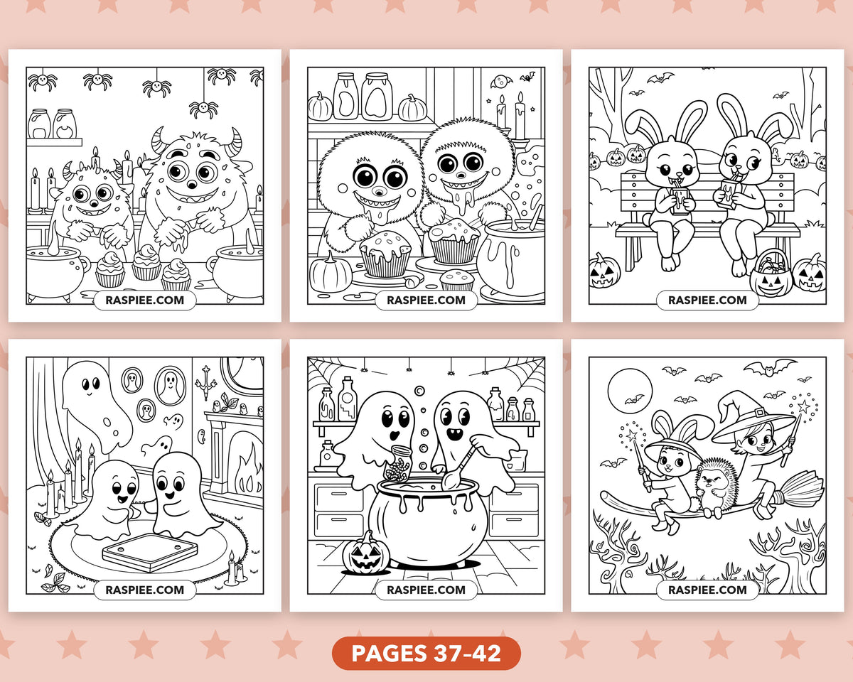 Creepy Friends Halloween bold and easy coloring pages, sample sheet 7