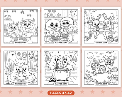 Creepy Friends Halloween bold and easy coloring pages, sample sheet 7