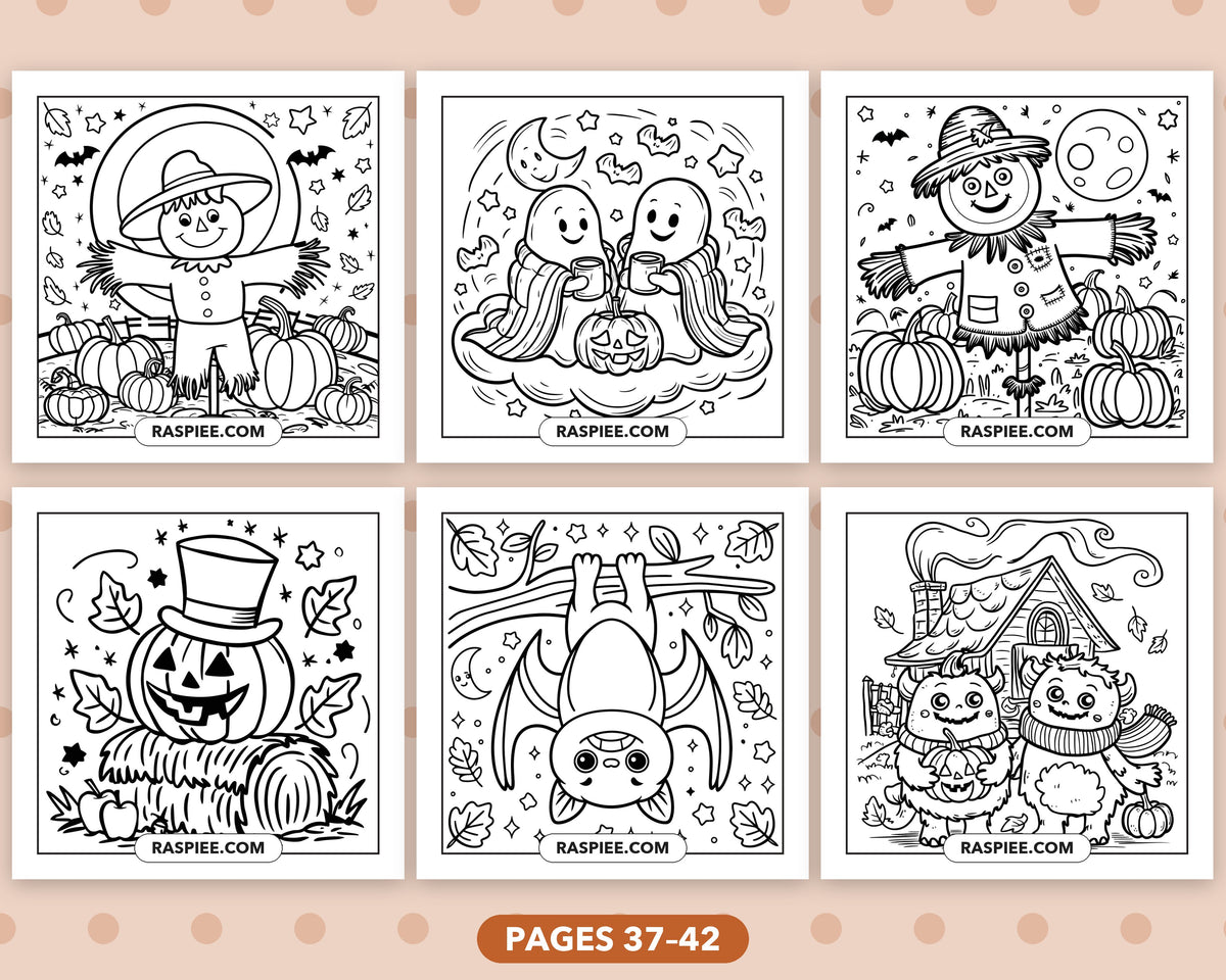Cozy Halloween bold and easy coloring pages, sample sheet 7