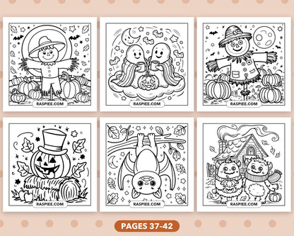 Cozy Halloween bold and easy coloring pages, sample sheet 7