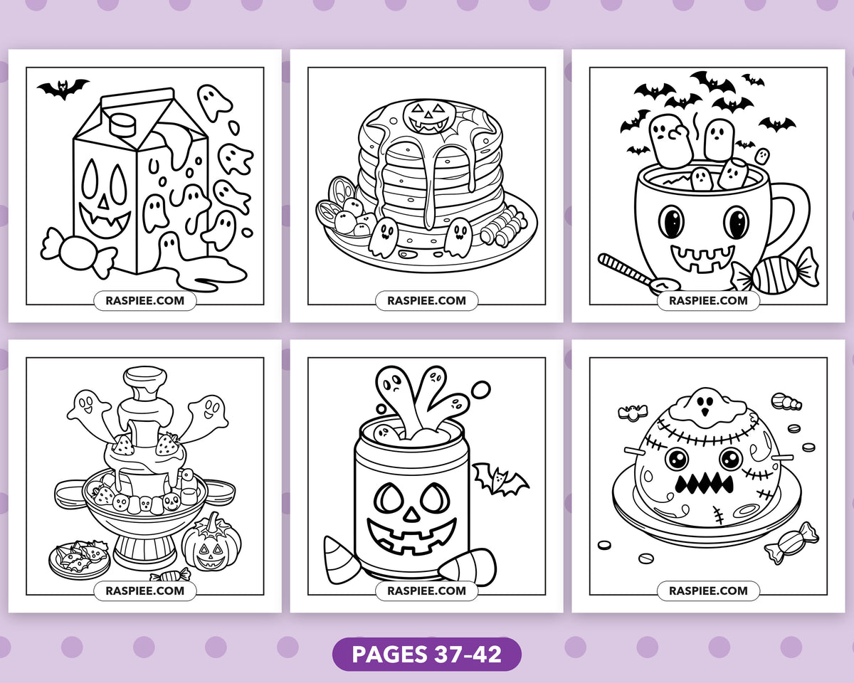 Spooky Food and Drinks Halloween bold and easy coloring pages, sample sheet 7