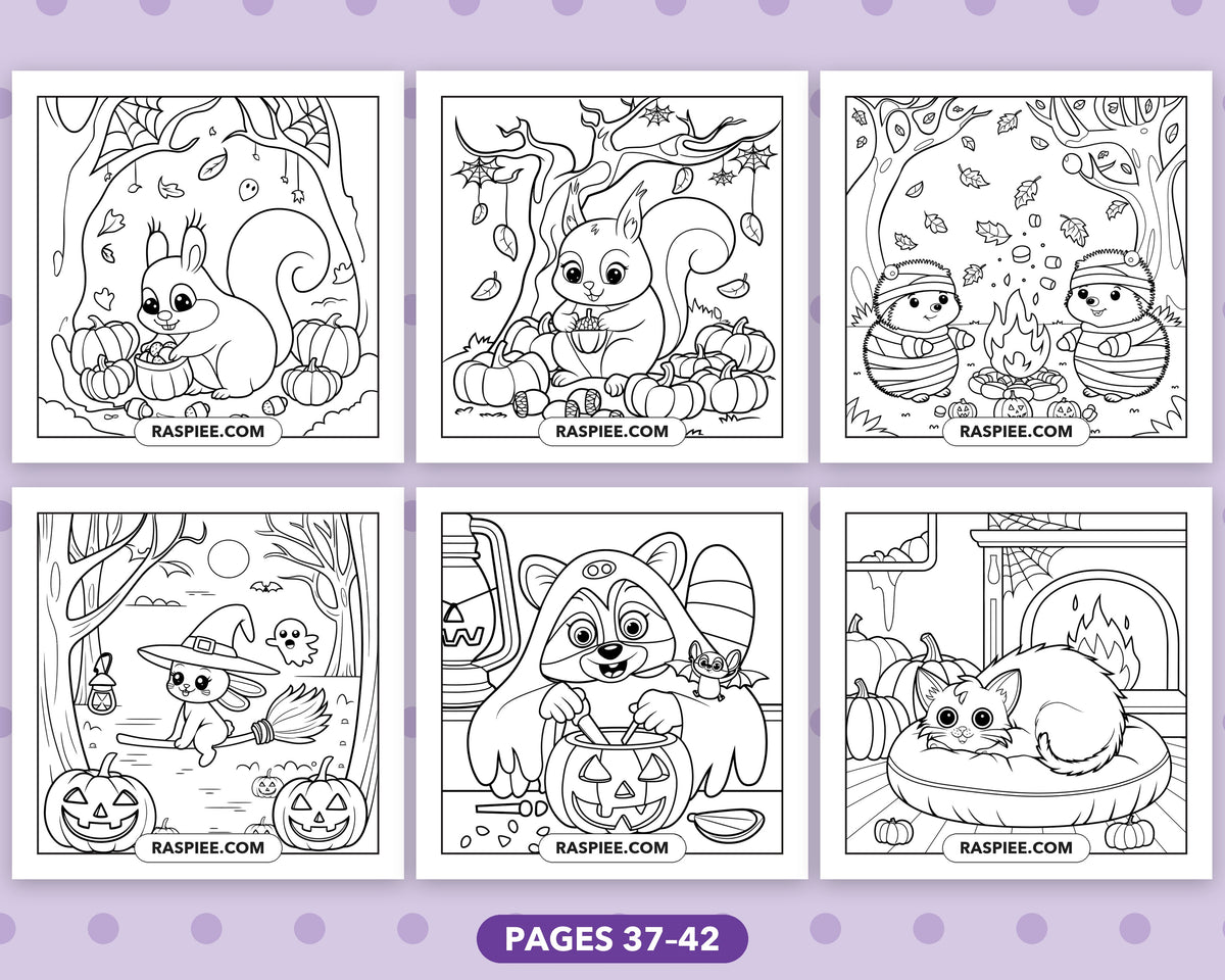 Spooky Times Halloween Animal bold and easy coloring pages, sample sheet 7