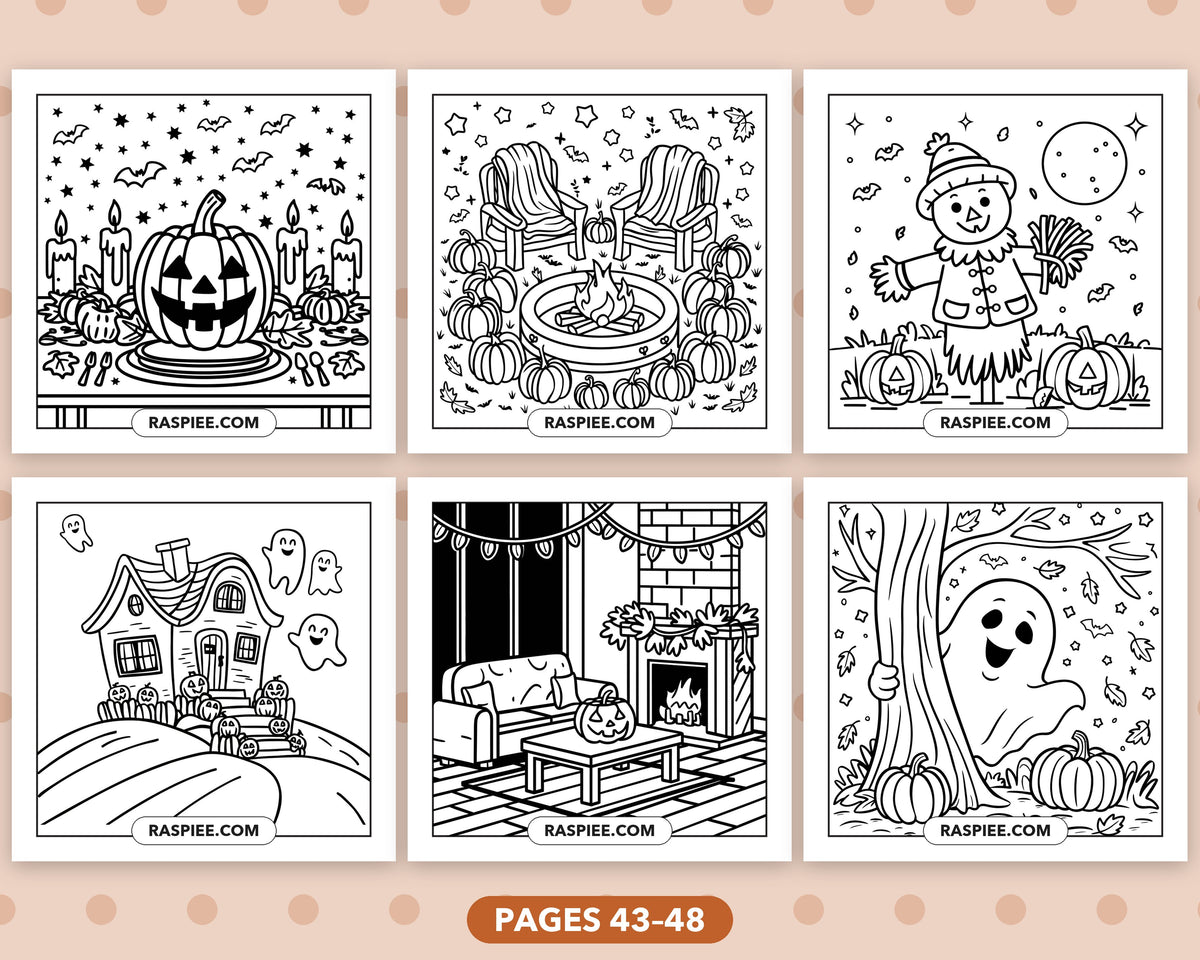Cozy Halloween bold and easy coloring pages, sample sheet 8