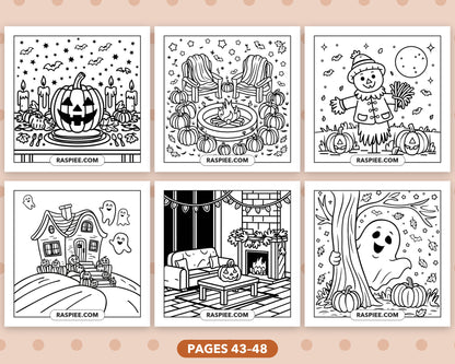 Cozy Halloween bold and easy coloring pages, sample sheet 8