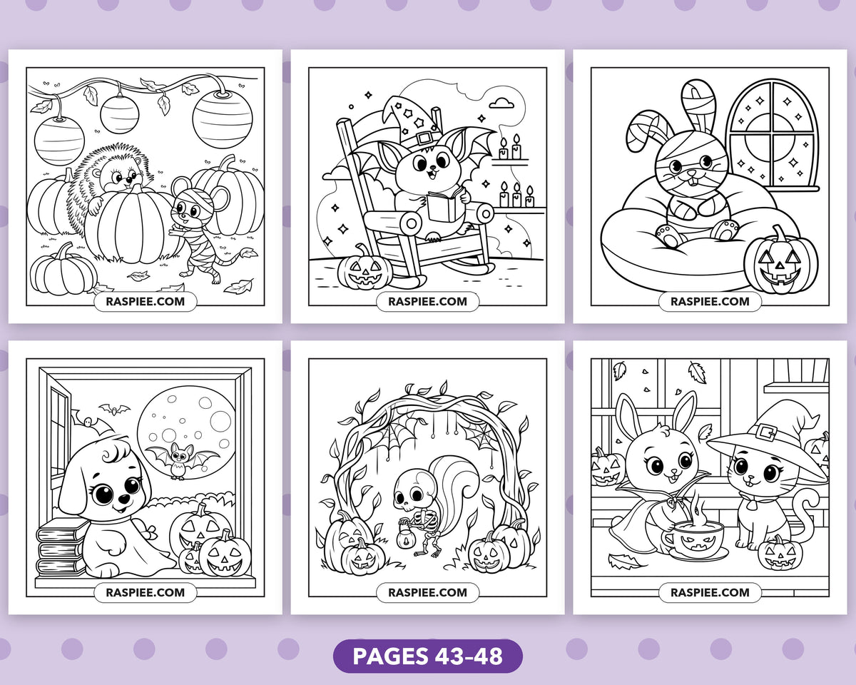 Spooky Times Halloween Animal bold and easy coloring pages, sample sheet 8