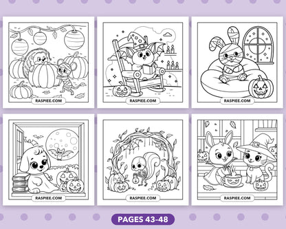 Spooky Times Halloween Animal bold and easy coloring pages, sample sheet 8