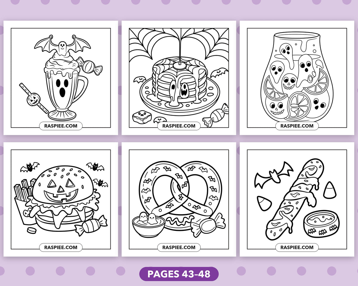 Spooky Food and Drinks Halloween bold and easy coloring pages, sample sheet 8