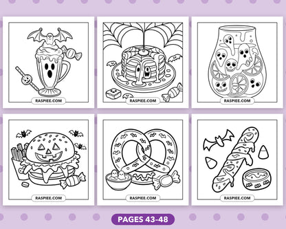 Spooky Food and Drinks Halloween bold and easy coloring pages, sample sheet 8