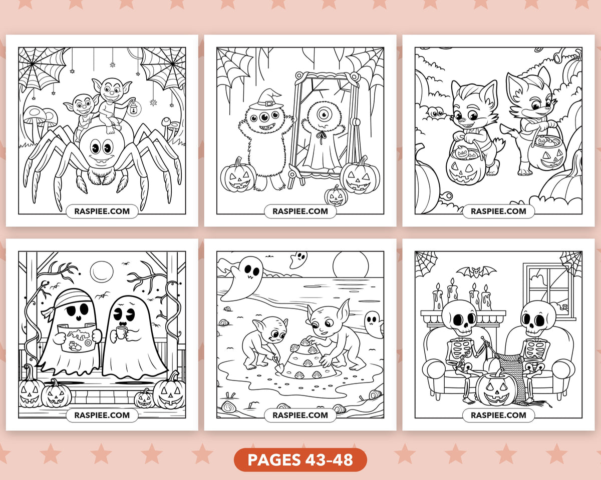 Creepy Friends Halloween bold and easy coloring pages, sample sheet 8