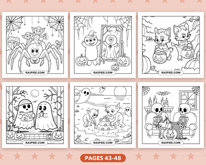 Creepy Friends Halloween bold and easy coloring pages, sample sheet 8