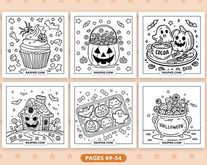 Cute Halloween bold and easy coloring pages, pages 49-54