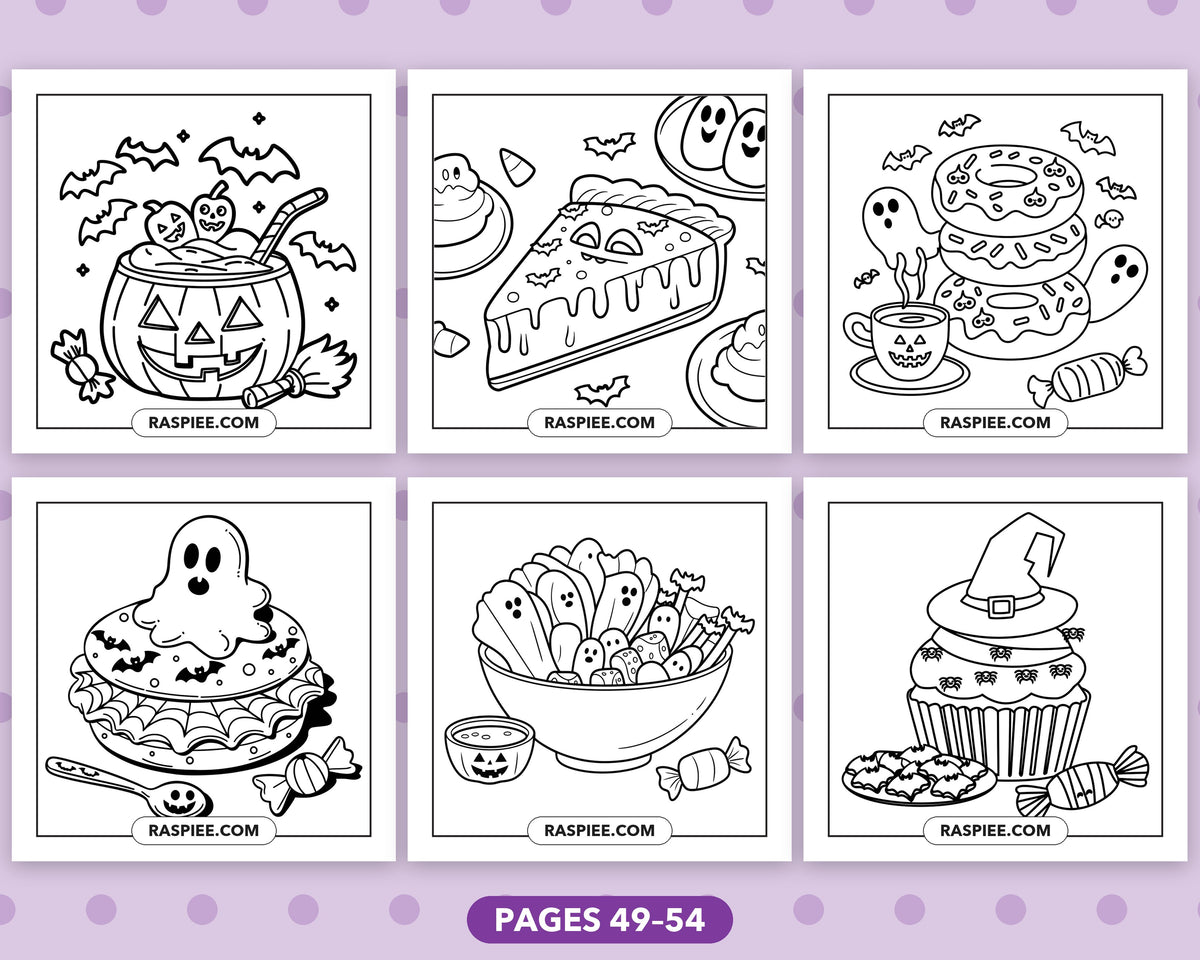 Spooky Food and Drinks Halloween bold and easy coloring pages, sample sheet 9