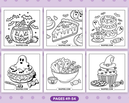 Spooky Food and Drinks Halloween bold and easy coloring pages, sample sheet 9