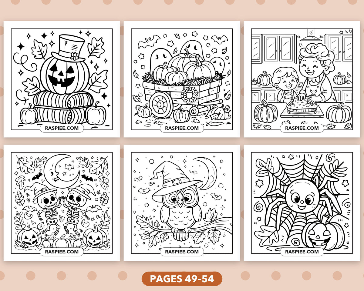 Cozy Halloween bold and easy coloring pages, sample sheet 9