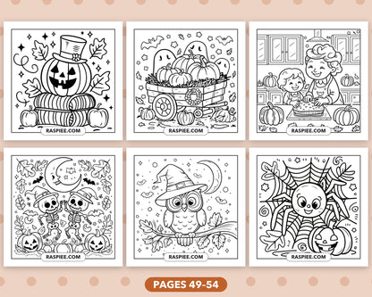 Cozy Halloween bold and easy coloring pages, sample sheet 9