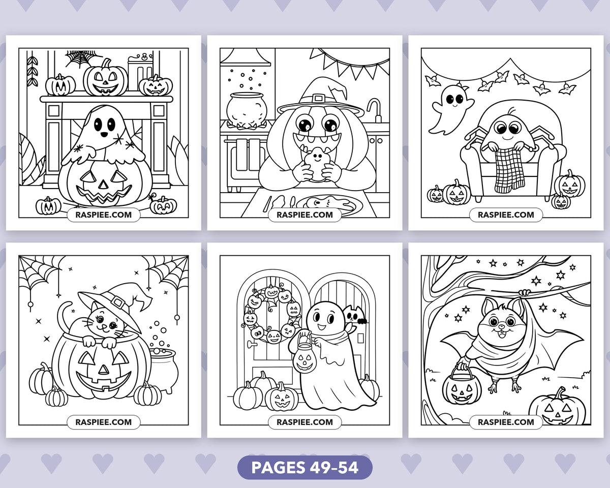 Spooky Besties Halloween bold and easy coloring pages, sample sheet 9
