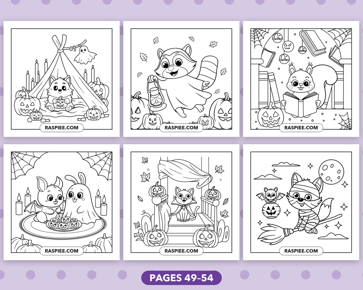 Spooky Times Halloween Animal bold and easy coloring pages, sample sheet 9