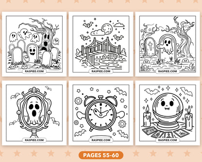 Cute Halloween bold and easy coloring pages, pages 55-60