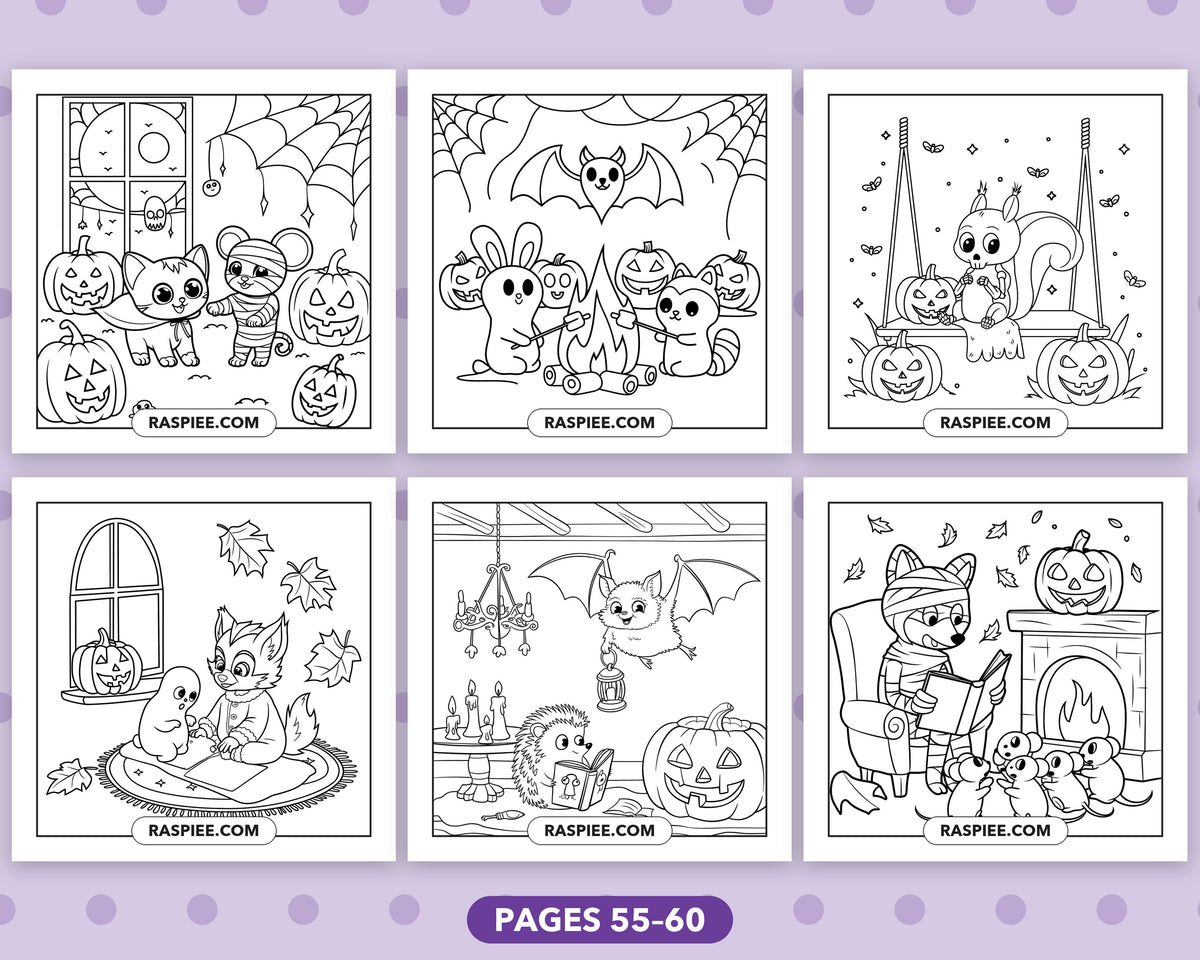 Spooky Times Halloween Animal bold and easy coloring pages, sample sheet 10