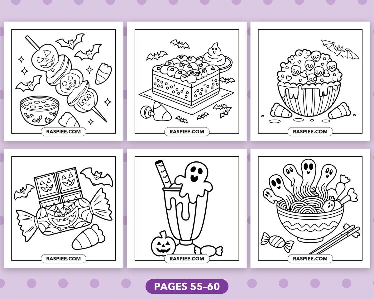 Spooky Food and Drinks Halloween bold and easy coloring pages, sample sheet 10