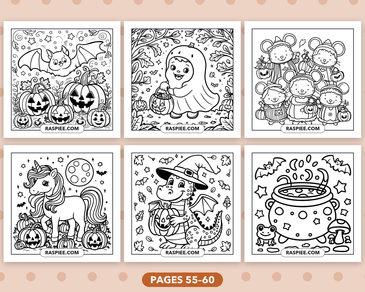 Cozy Halloween bold and easy coloring pages, sample sheet 10