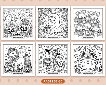 Cozy Halloween bold and easy coloring pages, sample sheet 10