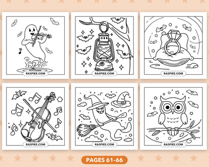 Cute Halloween bold and easy coloring pages, pages 61-66