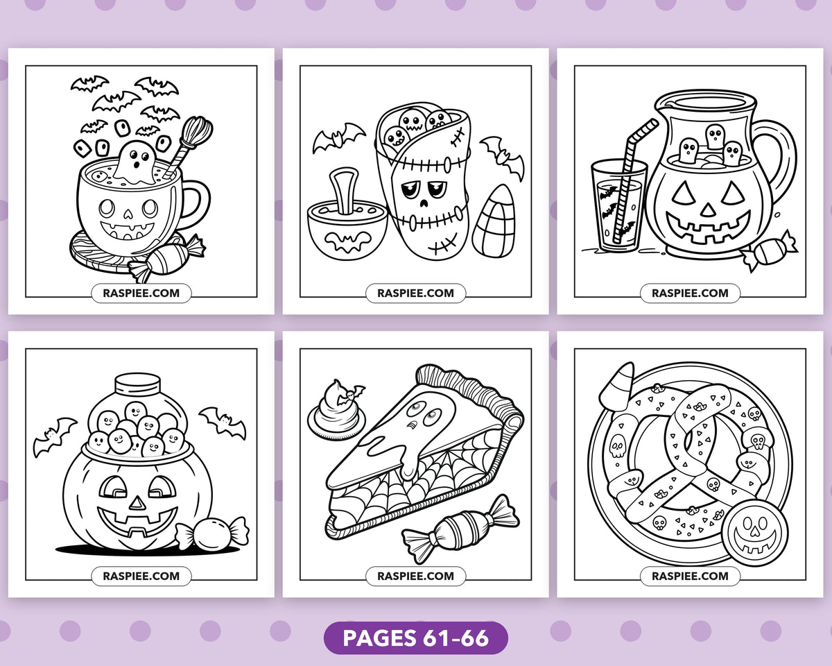Spooky Food and Drinks Halloween bold and easy coloring pages, sample sheet 11