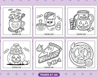 Spooky Food and Drinks Halloween bold and easy coloring pages, sample sheet 11