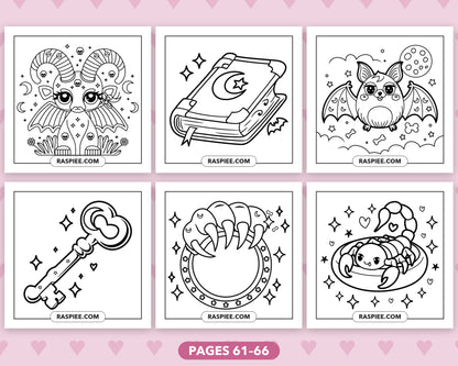 Creepy Kawaii Pastel Goth bold and easy coloring pages, sample sheet 11