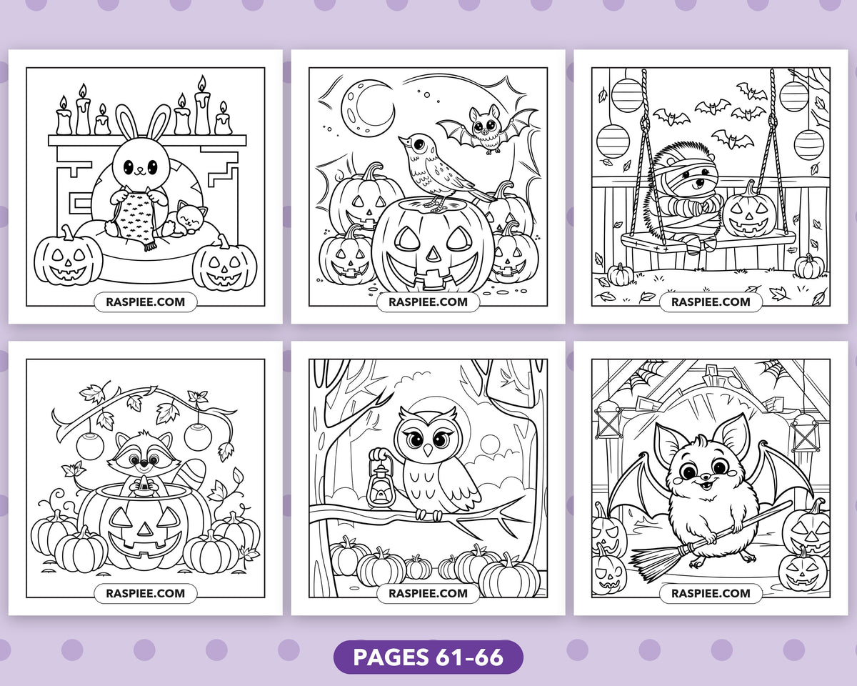 Spooky Times Halloween Animal bold and easy coloring pages, sample sheet 11