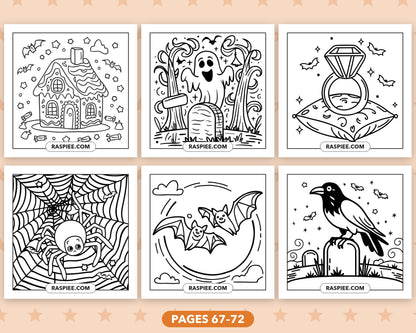 Cute Halloween bold and easy coloring pages, pages 67-72