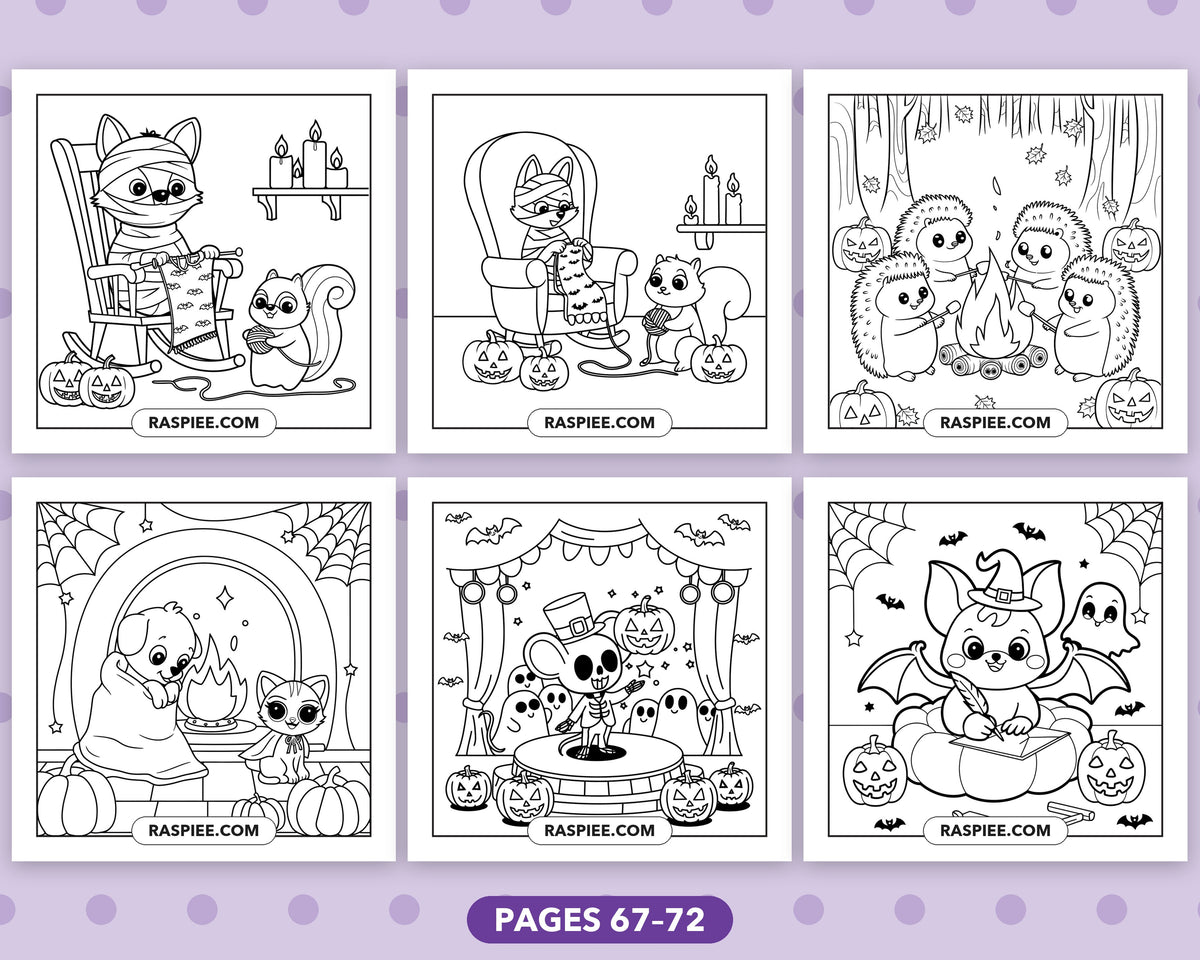 Spooky Times Halloween Animal bold and easy coloring pages, sample sheet 12