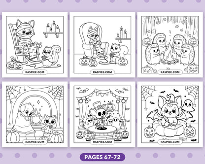 Spooky Times Halloween Animal bold and easy coloring pages, sample sheet 12