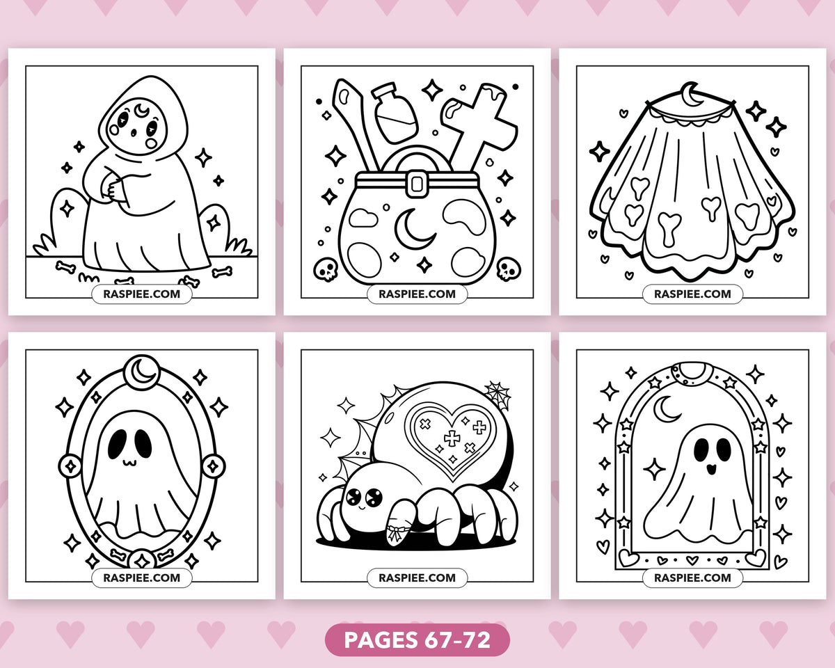 Creepy Kawaii Pastel Goth bold and easy coloring pages, sample sheet 12
