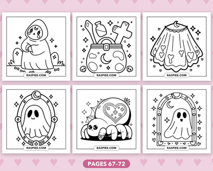 Creepy Kawaii Pastel Goth bold and easy coloring pages, sample sheet 12