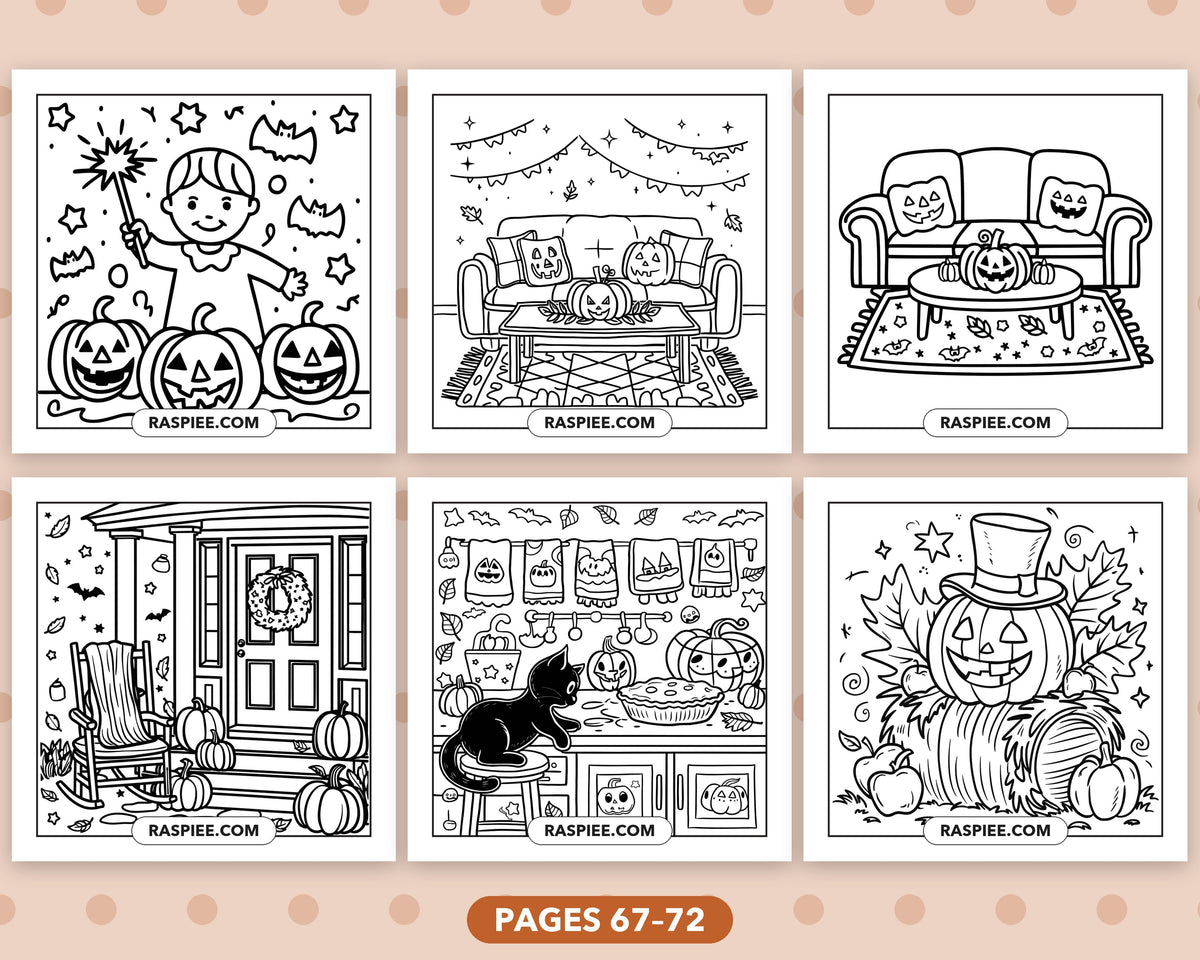 Cozy Halloween bold and easy coloring pages, sample sheet 12