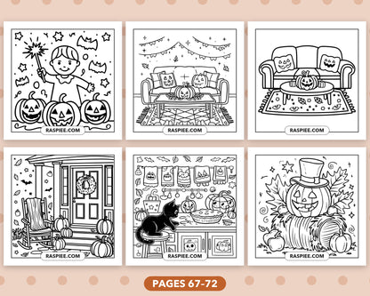 Cozy Halloween bold and easy coloring pages, sample sheet 12