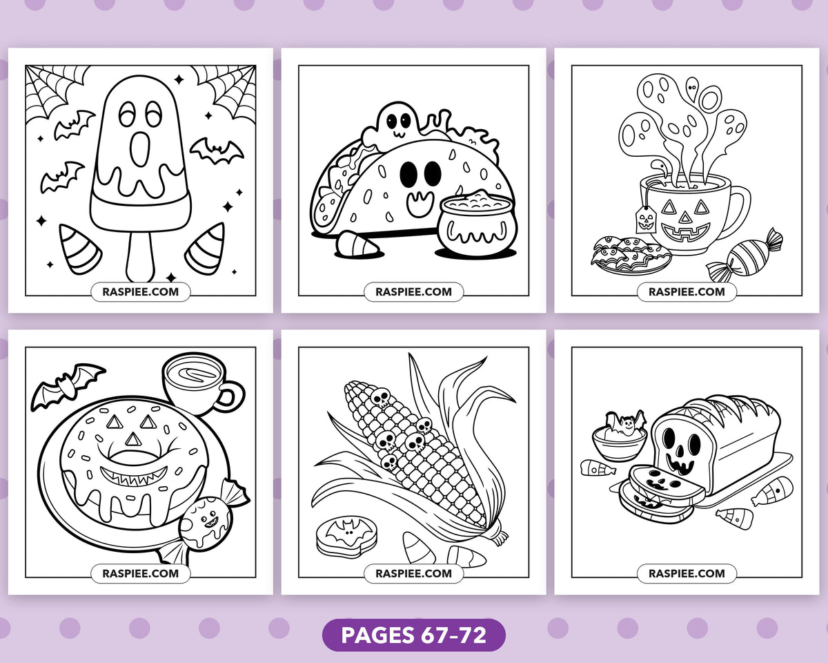 Spooky Food and Drinks Halloween bold and easy coloring pages, sample sheet 12