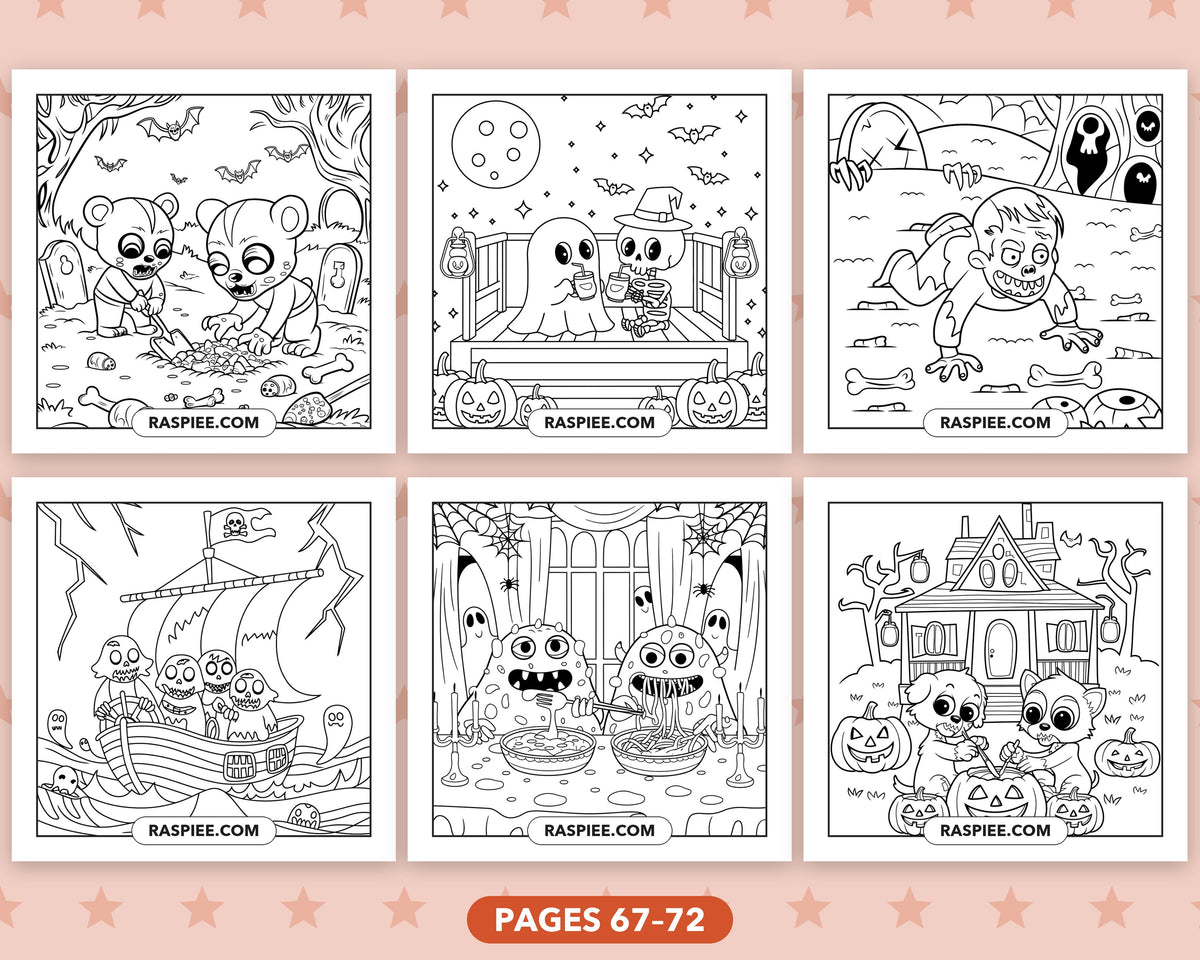 Creepy Friends Halloween bold and easy coloring pages, sample sheet 12