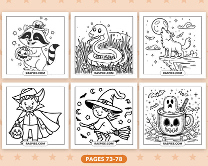 Cute Halloween bold and easy coloring pages, pages 73-78