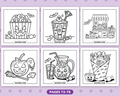 Spooky Food and Drinks Halloween bold and easy coloring pages, sample sheet 13