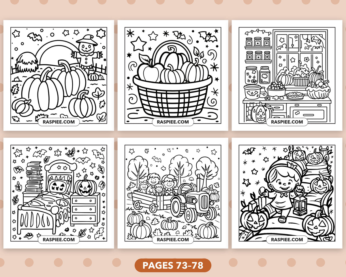 Cozy Halloween bold and easy coloring pages, sample sheet 13