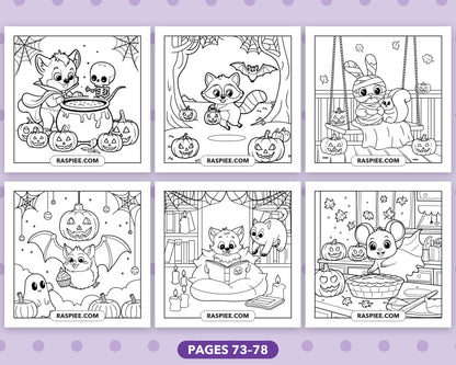 Spooky Times Halloween Animal bold and easy coloring pages, sample sheet 13