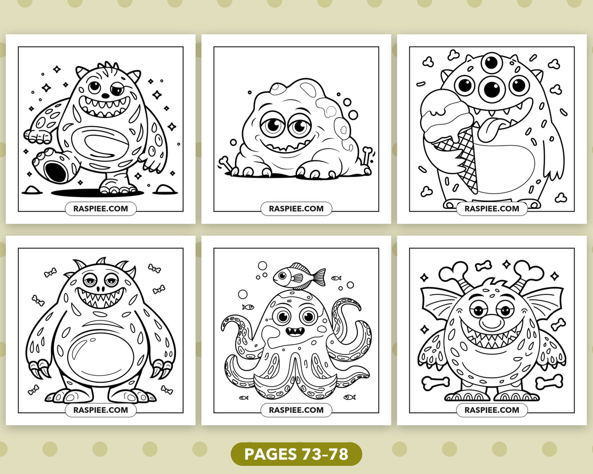 Creepy Monster bold and easy coloring pages, sample sheet 13